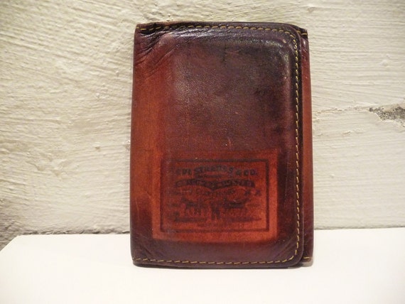 Vintage Levi Strauss Tri Fold Wallet Brown Leather Levis